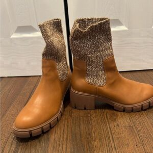 Target Tan Ankle Boots with Knit Cuff